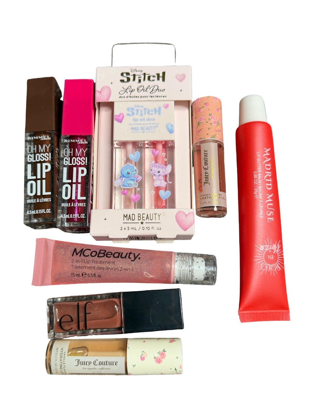 Brand New Lip Oil & Gloss Bundle Rimmel e.l.f. Juicy Couture 8 Pieces